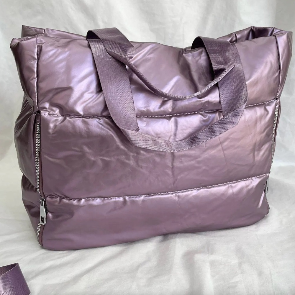 Puffer Tote Bag, Large Padded Bag, Purple Bag, Padded Bag, Winter Puffy Bag NEW - Picture 2 of 7